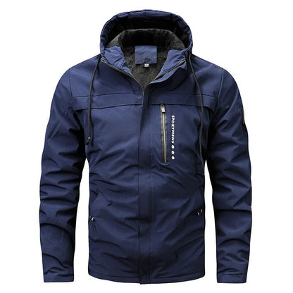 Mens Fleece Quilted Jacket Hooded Outdoor Zip Coat