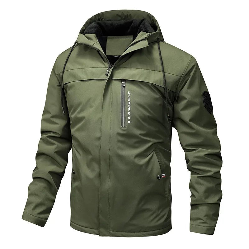 Mens Fleece Quilted Jacket Hooded Outdoor Zip Coat