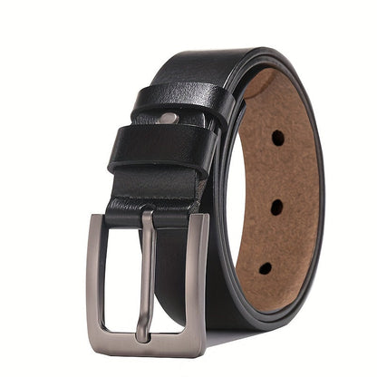 Mens Genuine Leather Belt Black Elegant Casual Alloy Buckle