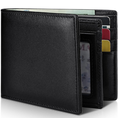 Mens Genuine Leather RFID Blocking Bifold Wallet Card Holder