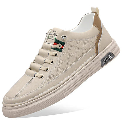 Men's Genuine Leather Sneakers Lightweight Comfort Casual Shoes