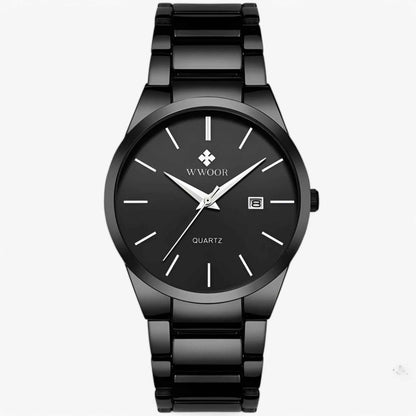 Mens Gold Stainless Steel Quartz Watch Luxury Wristwatch