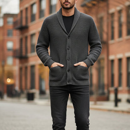 Men's Knitted Shawl Collar Cardigan Sweater