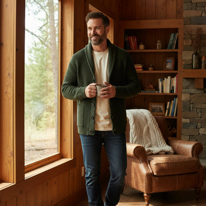 Men's Knitted Shawl Collar Cardigan Sweater