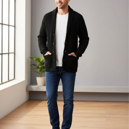 Men's Knitted Shawl Collar Cardigan Sweater