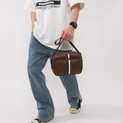 Mens Leather Shoulder Bag Adjustable Chain Strap Commuter Bag