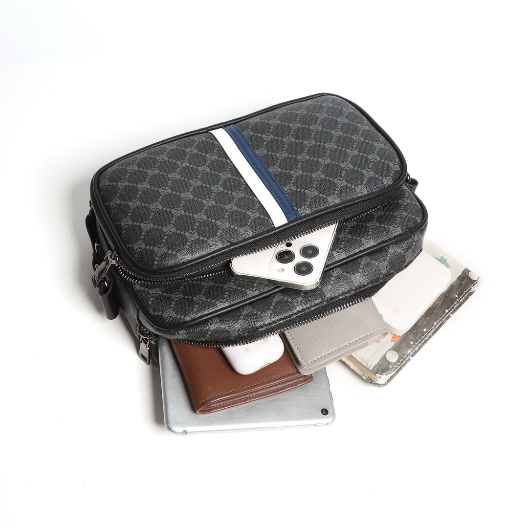 Mens Leather Shoulder Bag Adjustable Chain Strap Commuter Bag