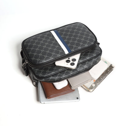 Mens Leather Shoulder Bag Adjustable Chain Strap Commuter Bag