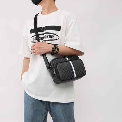 Mens Leather Shoulder Bag Adjustable Chain Strap Commuter Bag