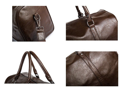 Mens Leather Travel Duffel Bag Large Capacity Carry On Weekender