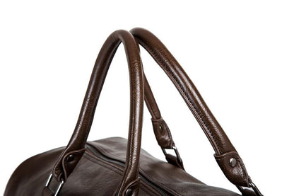 Mens Leather Travel Duffel Bag Large Capacity Carry On Weekender