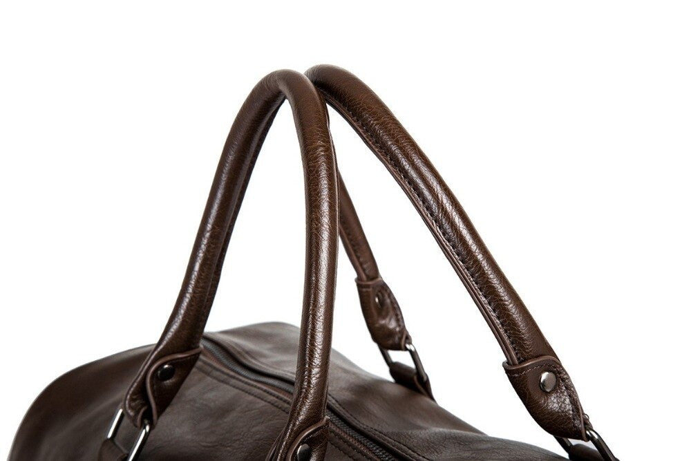 Mens Leather Travel Duffel Bag Large Capacity Carry On Weekender