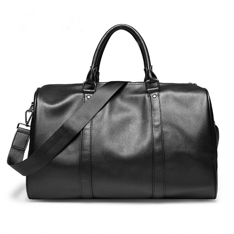Mens Leather Travel Duffel Bag Large Capacity Carry On Weekender