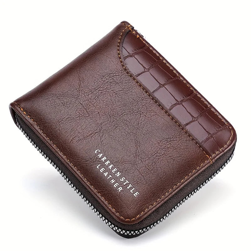Mens Leather Wallet Compact Bifold Card Holder Coin Pocket