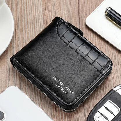 Mens Leather Wallet Compact Bifold Card Holder Coin Pocket