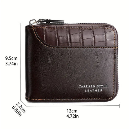 Mens Leather Wallet Compact Bifold Card Holder Coin Pocket