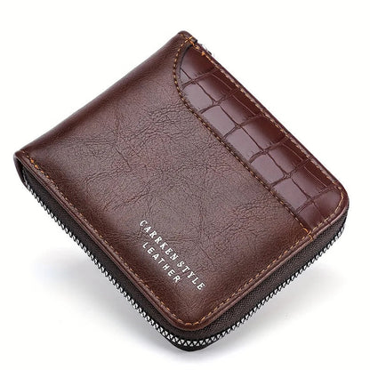 Mens Leather Wallet Compact Bifold Card Holder Coin Pocket