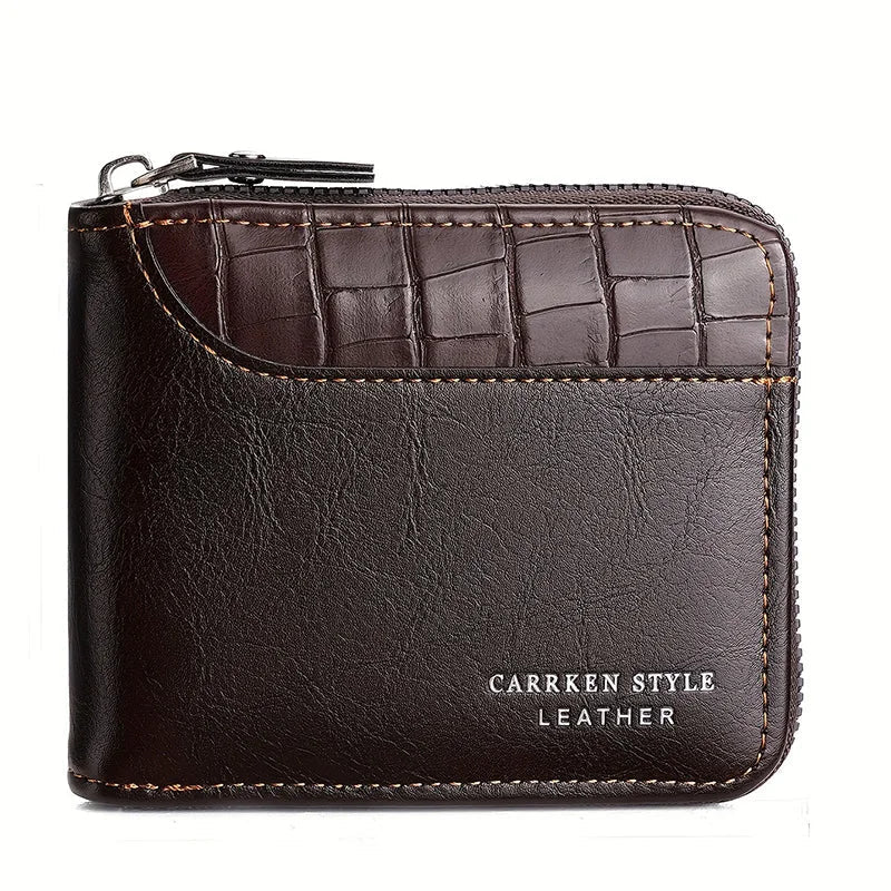Mens Leather Wallet Compact Bifold Card Holder Coin Pocket