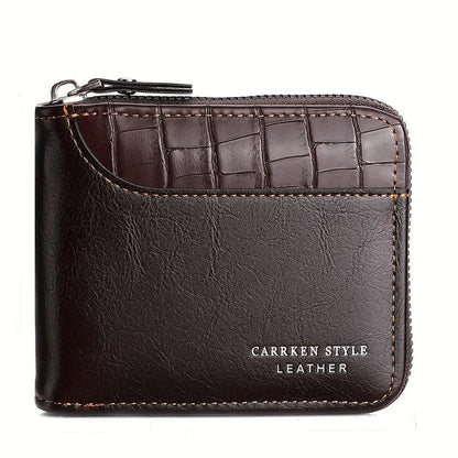 Mens Leather Wallet Compact Bifold Card Holder Coin Pocket