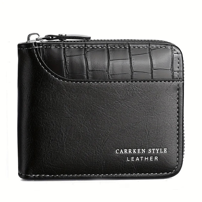 Mens Leather Wallet Compact Bifold Card Holder Coin Pocket