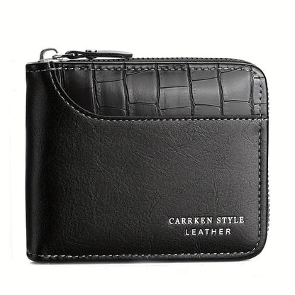 Mens Leather Wallet Compact Bifold Card Holder Coin Pocket