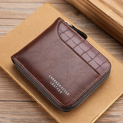 Mens Leather Wallet Compact Bifold Card Holder Coin Pocket