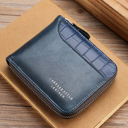 Mens Leather Wallet Compact Bifold Card Holder Coin Pocket