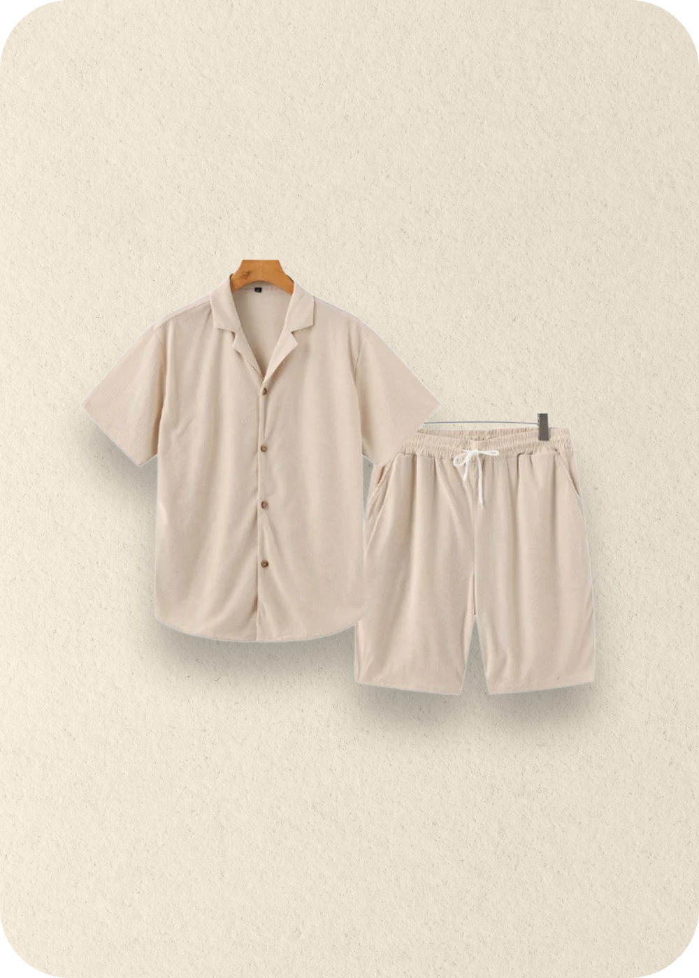 Mens Linen Summer Set Short Sleeve Shirt Shorts Relaxed Fit