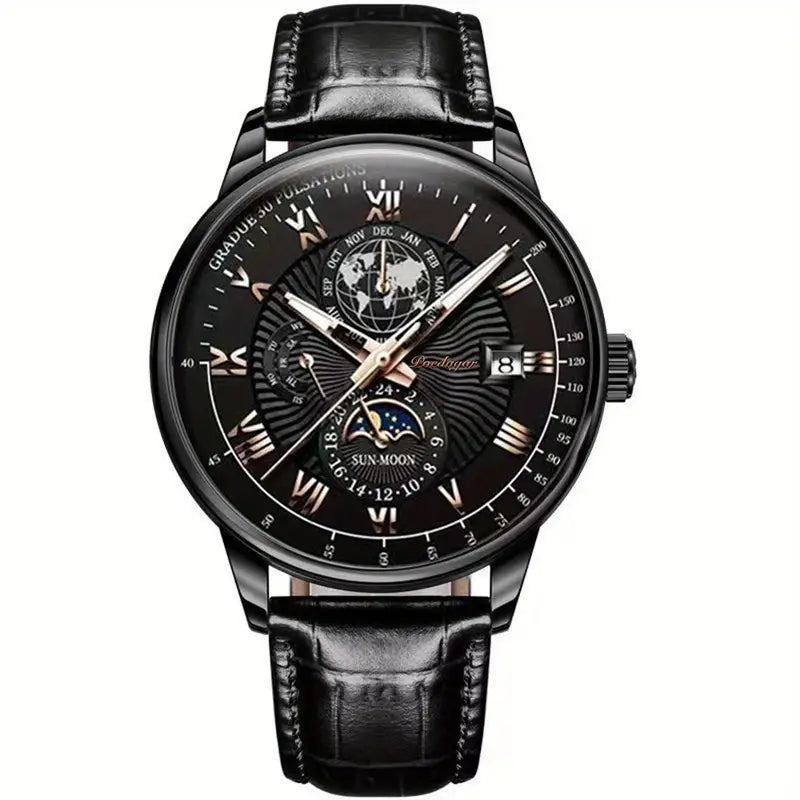 Mens Mechanical Moonphase Watch Luxury Automatic Wristwatch