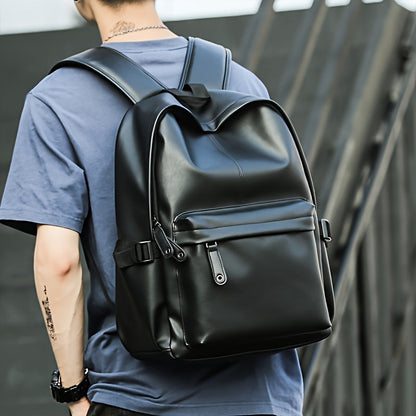 Mens PU Leather Backpack Lightweight Casual Travel School Bag