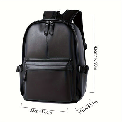 Mens PU Leather Backpack Lightweight Casual Travel School Bag