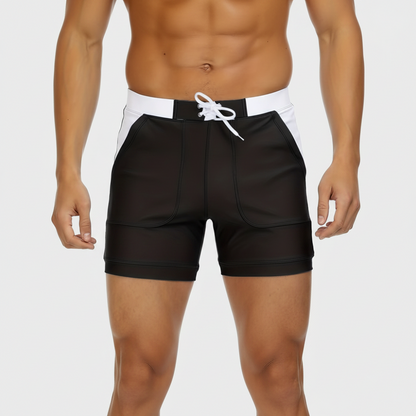Men's Quick Dry Swim Trunks Lightweight Beach Shorts with Drawstring Waist