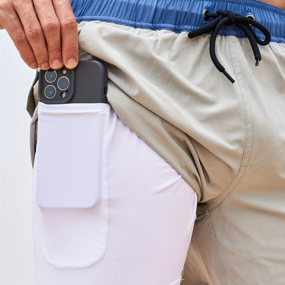 Sneldrogende zwembroek voor heren met stretchstof en telefoonzak