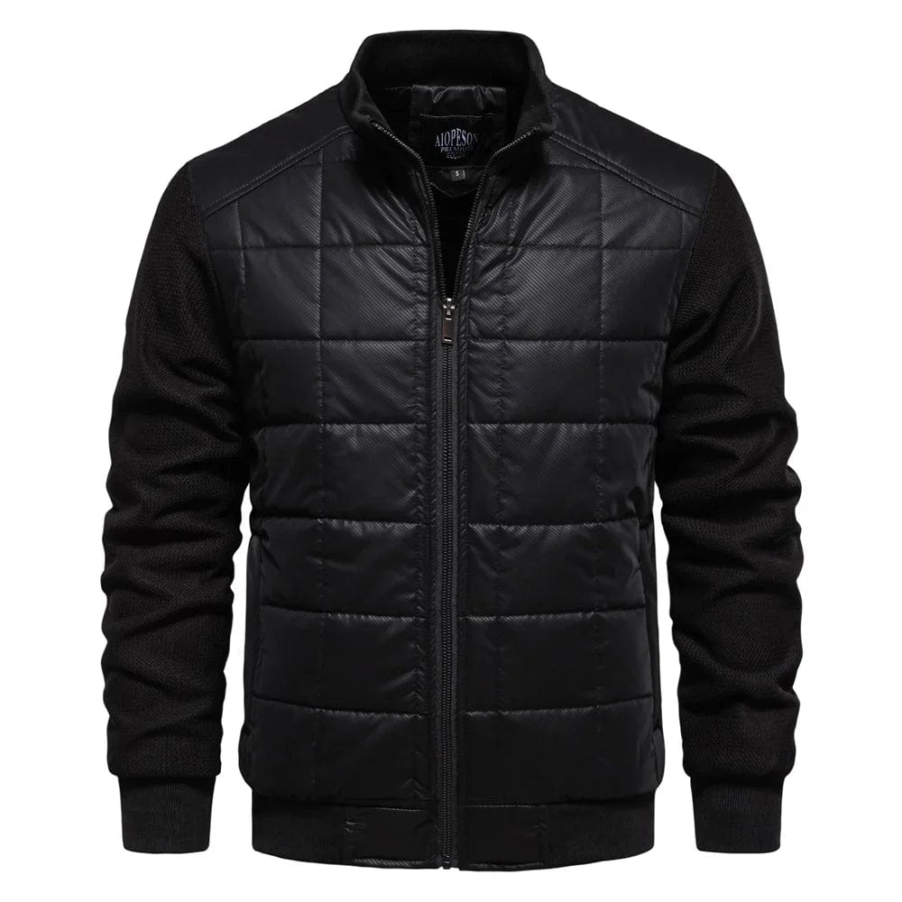 Mens Quilted Winter Jacket Stand Collar Zip Up Coat
