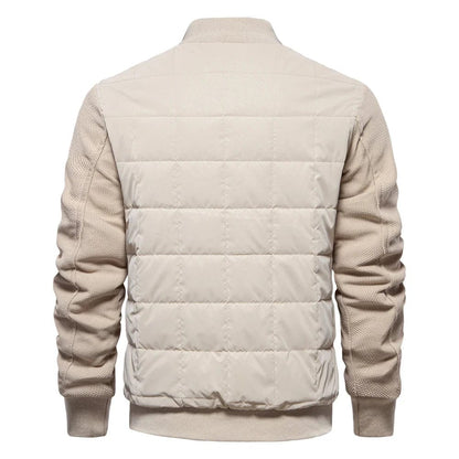 Mens Quilted Winter Jacket Stand Collar Zip Up Coat