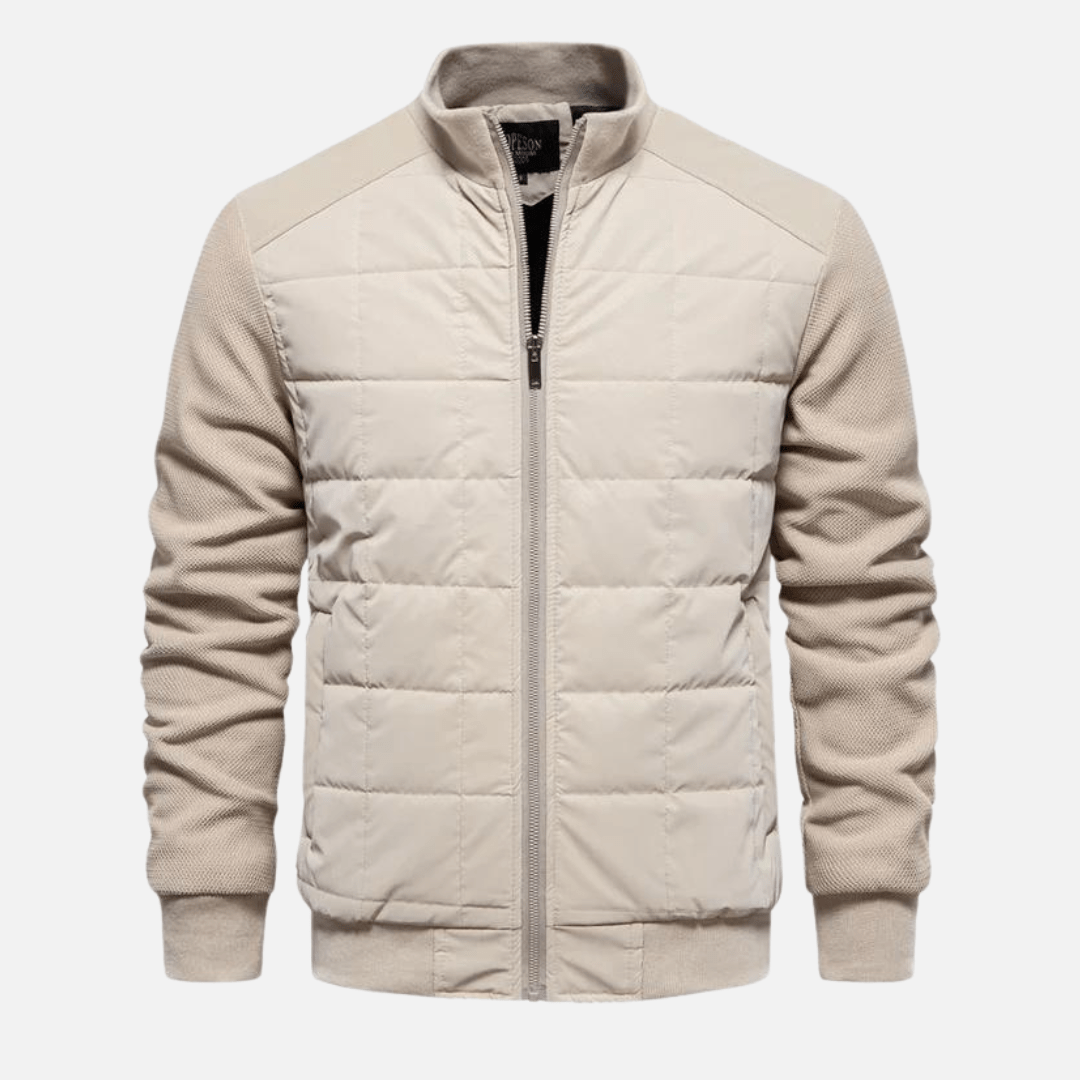 Mens Quilted Winter Jacket Stand Collar Zip Up Coat