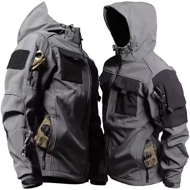 Mens Softshell Jacket Hooded Water Resistant Outdoor Coat