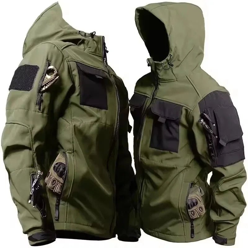 Mens Softshell Jacket Hooded Water Resistant Outdoor Coat
