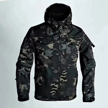 Mens Softshell Jacket Hooded Water Resistant Outdoor Coat