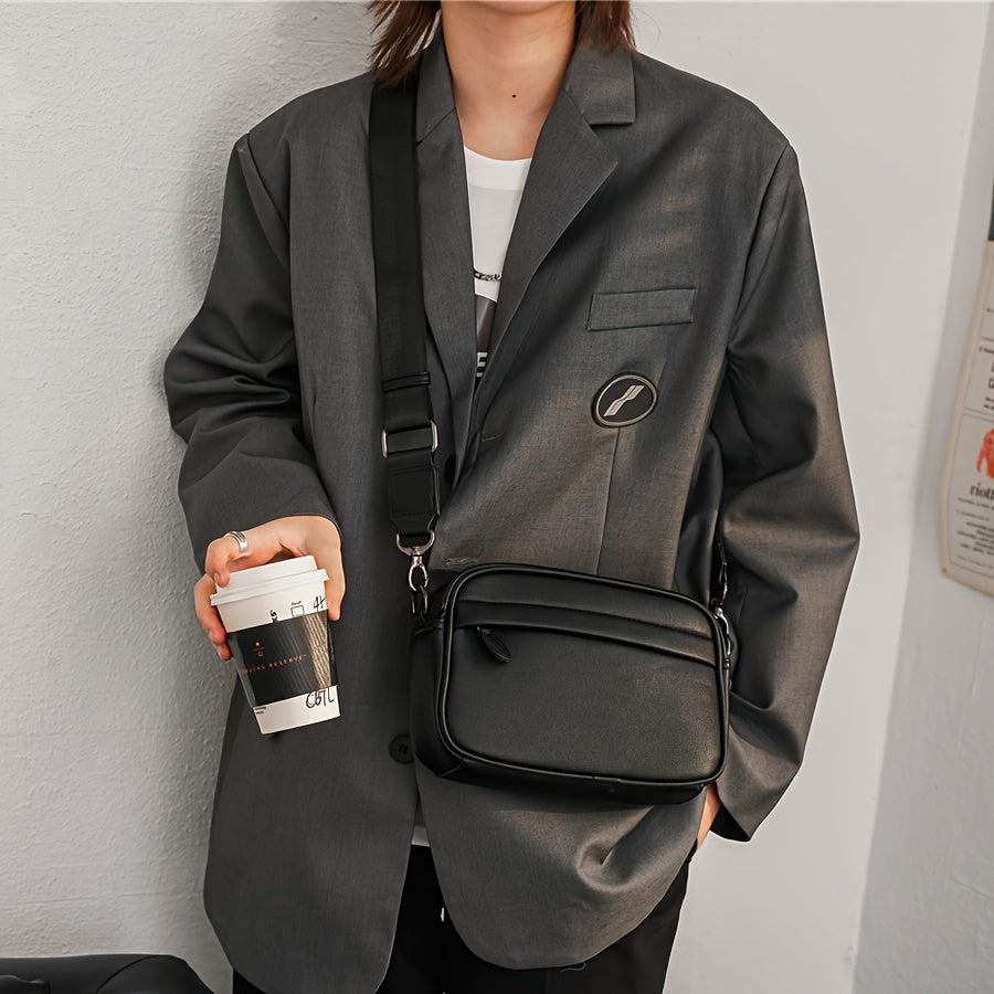 Mens Square Crossbody Bag Adjustable Strap Casual Commuter Bag