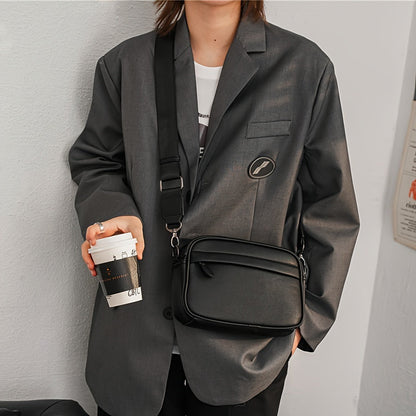 Mens Square Crossbody Bag Adjustable Strap Casual Commuter Bag