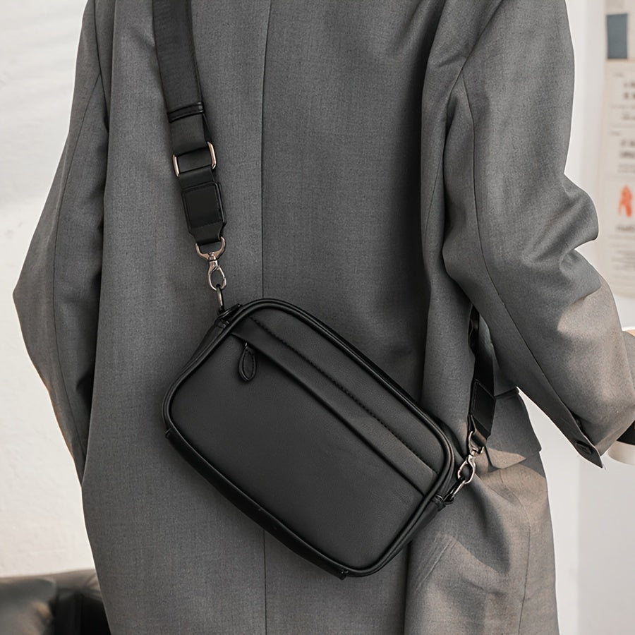 Mens Square Crossbody Bag Adjustable Strap Casual Commuter Bag