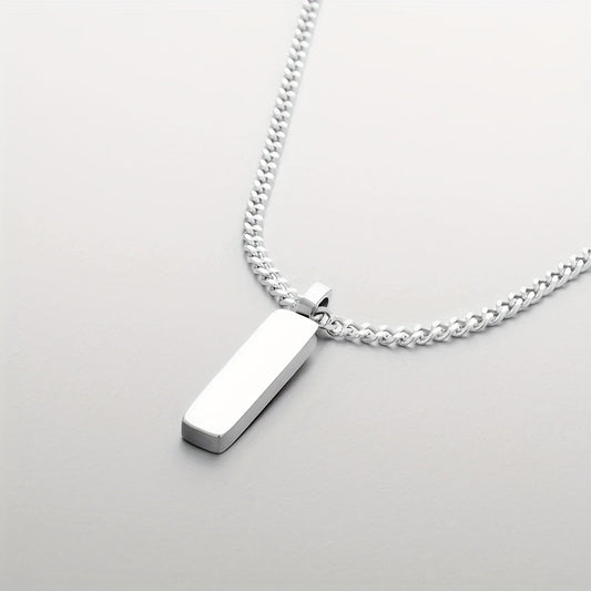 Mens Square Pendant Necklace Gold Stainless Steel Luxury Chain