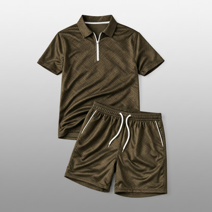 Men's Summer Polo Shirt and Shorts Set Lightweight Casual Outfit