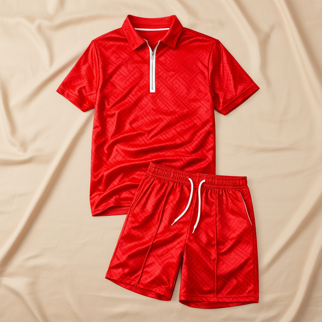 Men's Summer Polo Shirt and Shorts Set Lightweight Casual Outfit