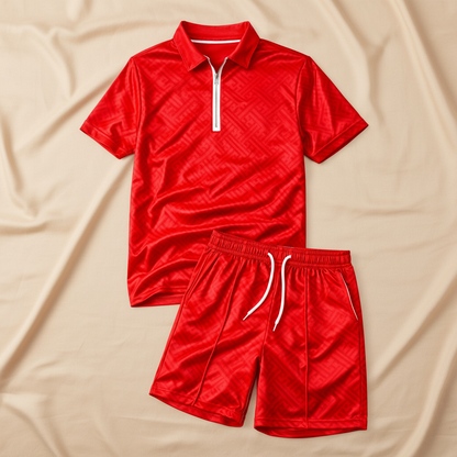 Men's Summer Polo Shirt and Shorts Set Lightweight Casual Outfit