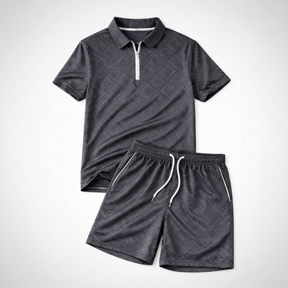 Men's Summer Polo Shirt and Shorts Set Lightweight Casual Outfit