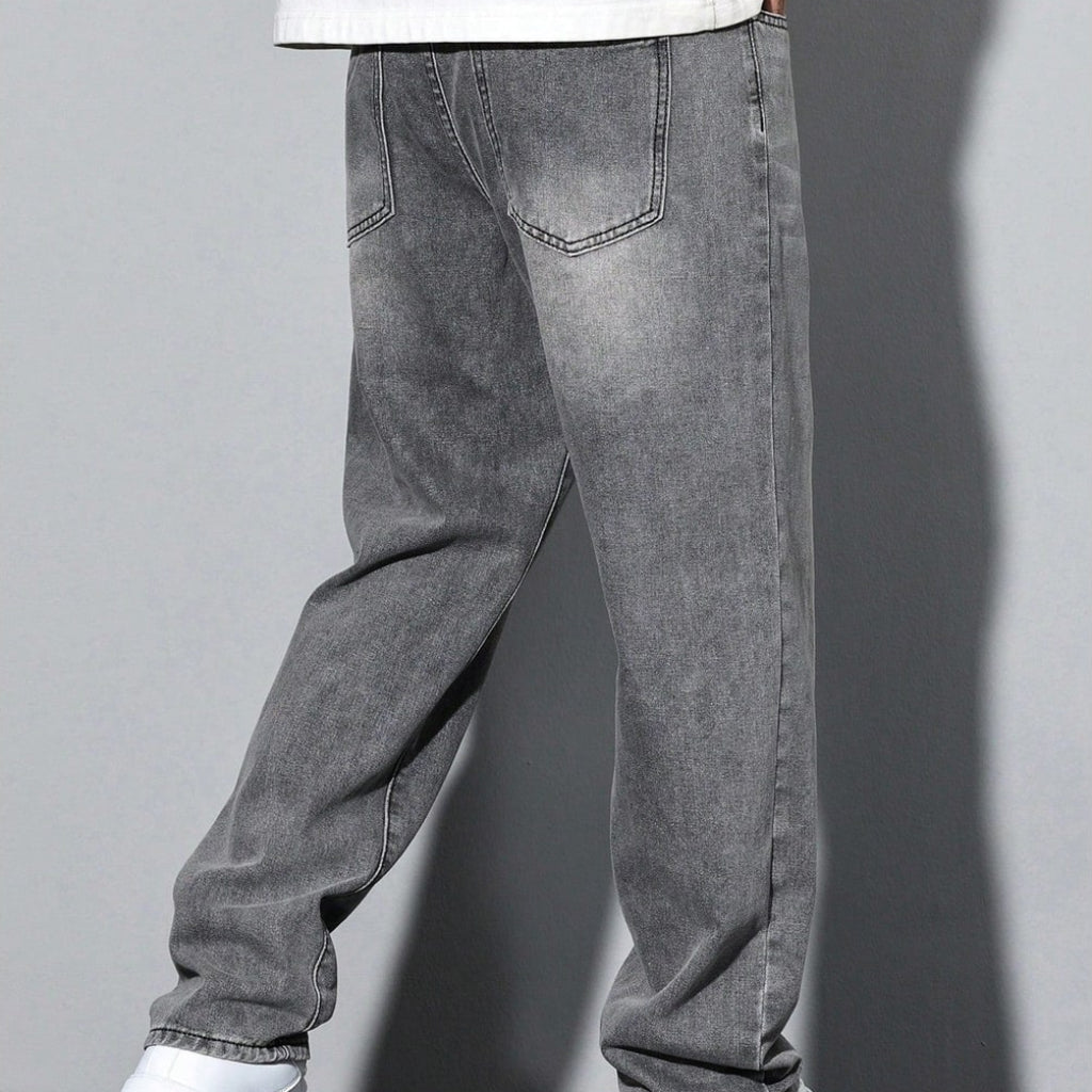 Men's Washed Straight Leg Denim Jeans Classic Casual Everyday Fit