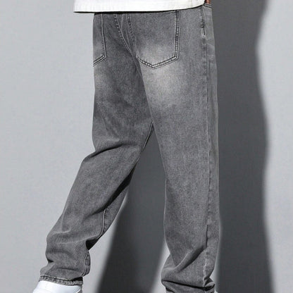 Men's Washed Straight Leg Denim Jeans Classic Casual Everyday Fit