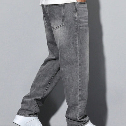 Men's Washed Straight Leg Denim Jeans Classic Casual Everyday Fit